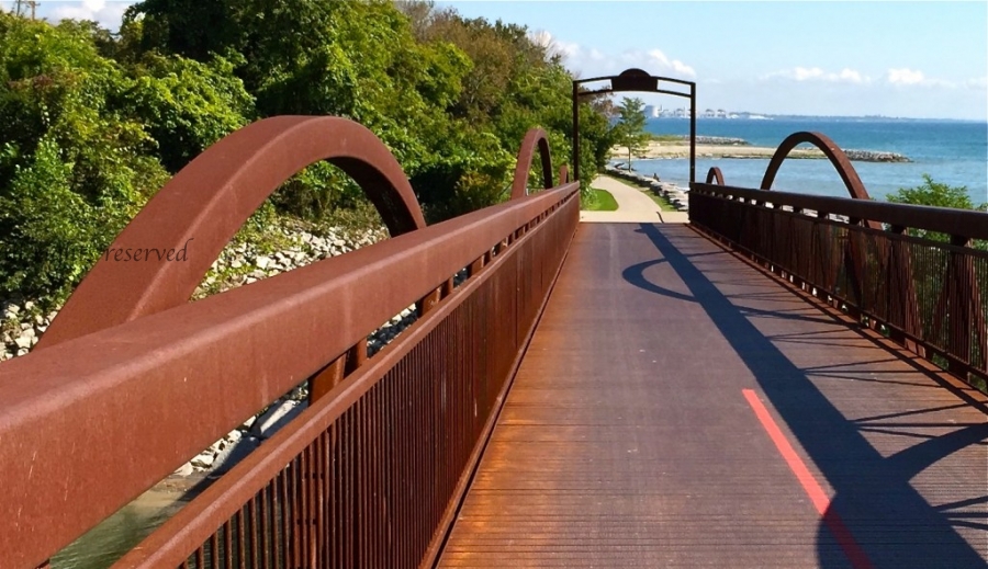 The metal bridge at East Point Park at the mouth of the Highland Creek in West Hill.